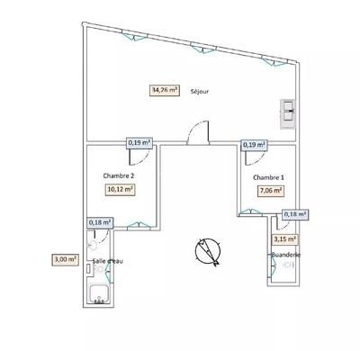 Appartement - 58 m² - 3 pièces
