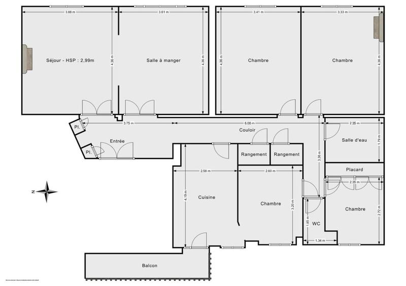 Appartement - 107 m² - 6 pièces