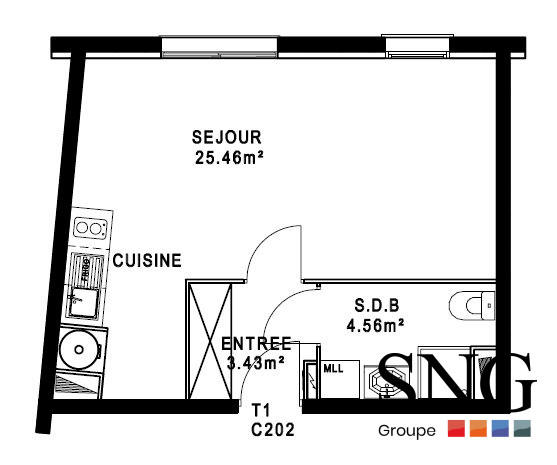 Appartement - 33 m² - 1 pièce