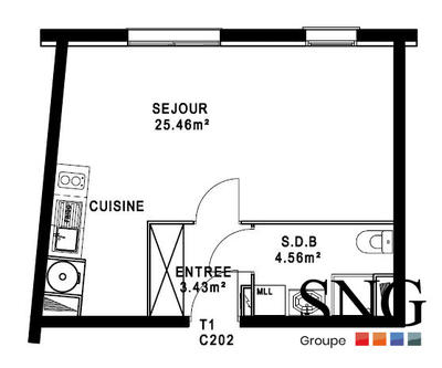 Appartement - 33 m² - 1 pièce
