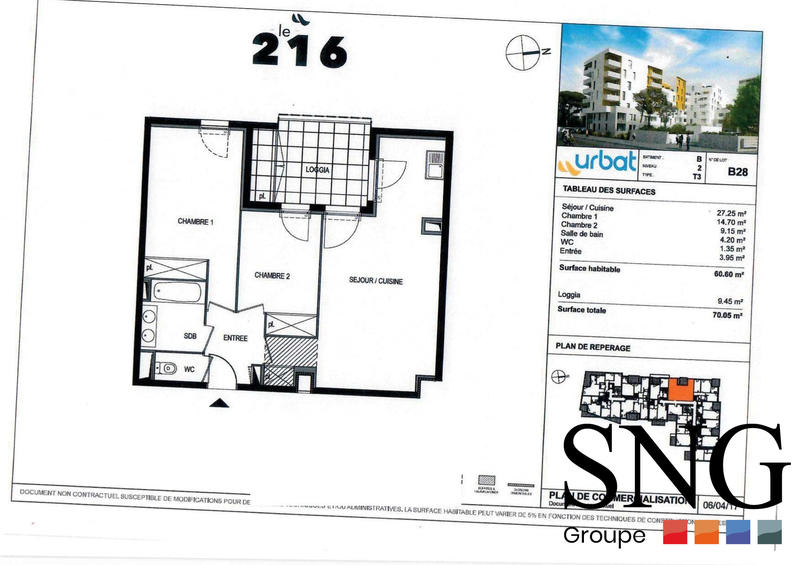 Appartement - 61 m² - 3 pièces