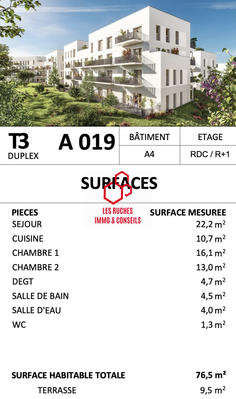 Duplex - 77 m² - 3 pièces