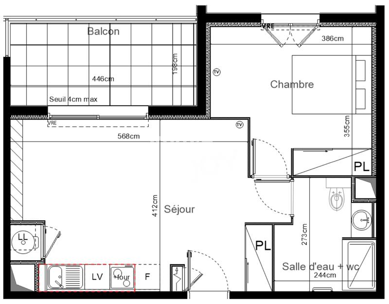 Appartement - 43 m² - 2 pièces