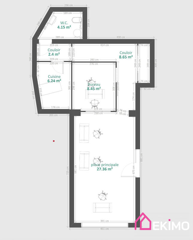 Local commercial - 58 m² - 3 pièces