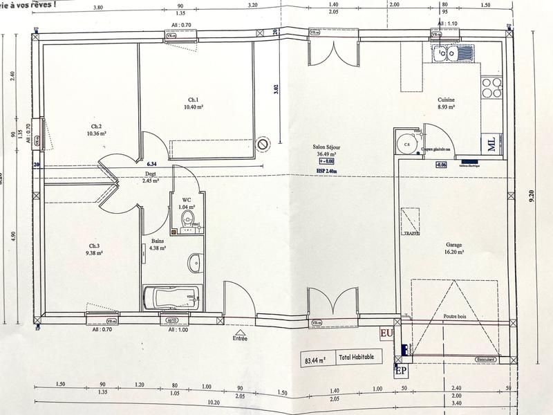 Maison - 80 m² - 4 pièces