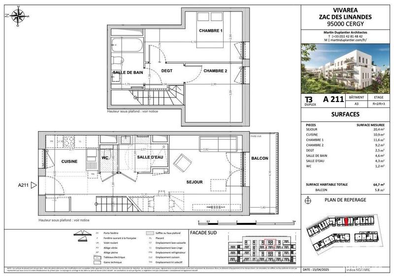 Appartement - 61 m² - 3 pièces