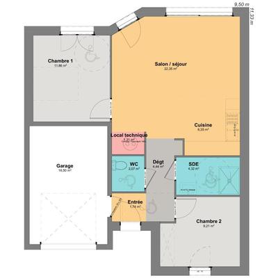 Maison - 64 m² - 4 pièces