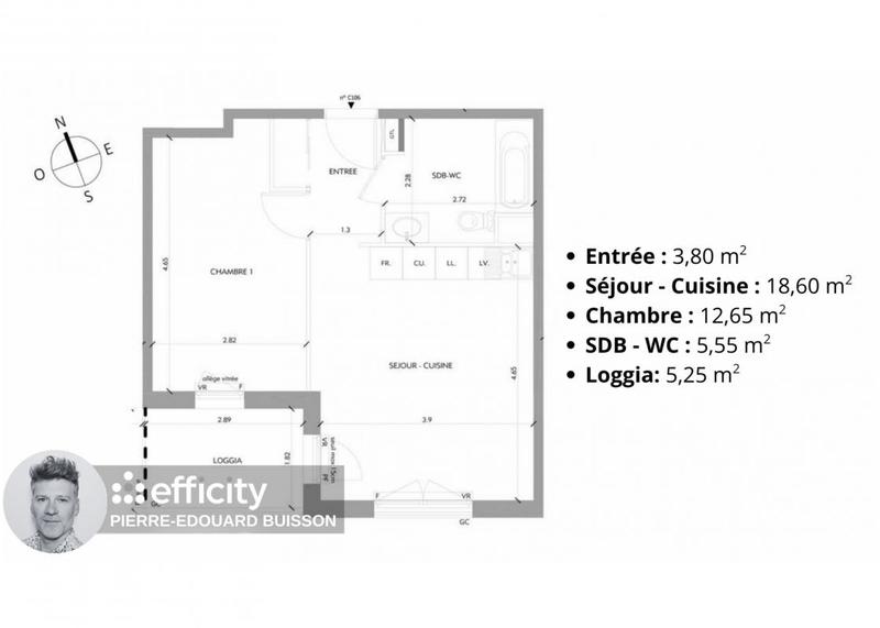 Appartement - 40 m² - 2 pièces