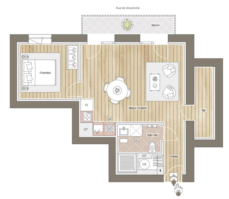 Appartement - 46 m² - 2 pièces