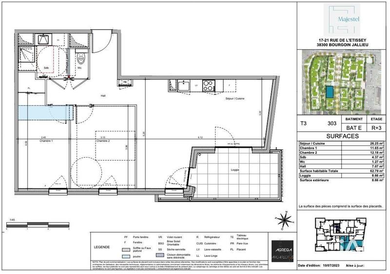 Appartement - 63 m² - 3 pièces