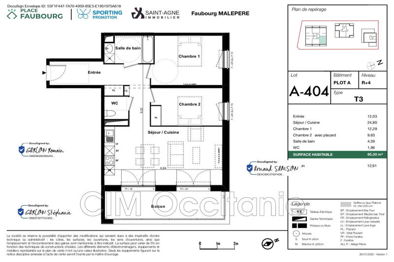 Appartement - 65 m² - 3 pièces