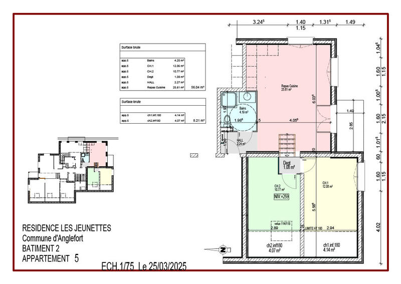 Appartement - 56 m² - 3 pièces