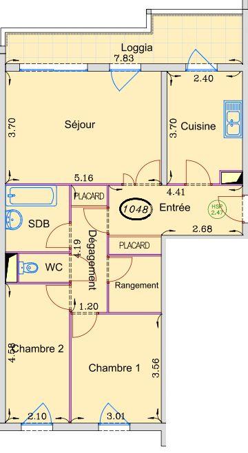 Appartement - 70 m² - 3 pièces