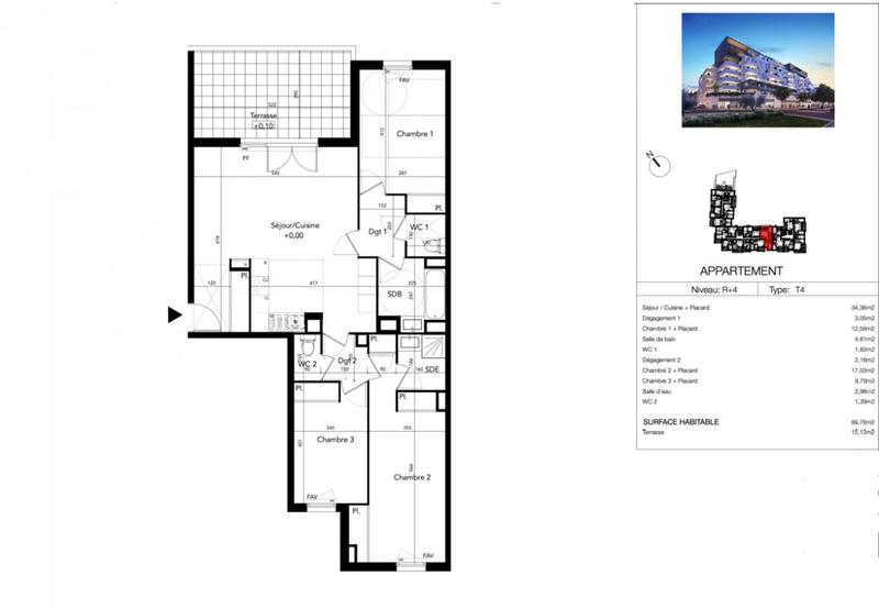 Appartement - 89 m² - 4 pièces