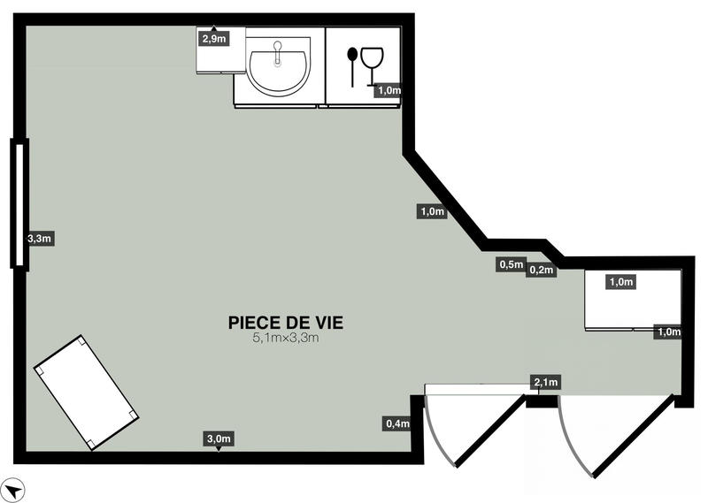 Appartement - 16 m² - 1 pièce