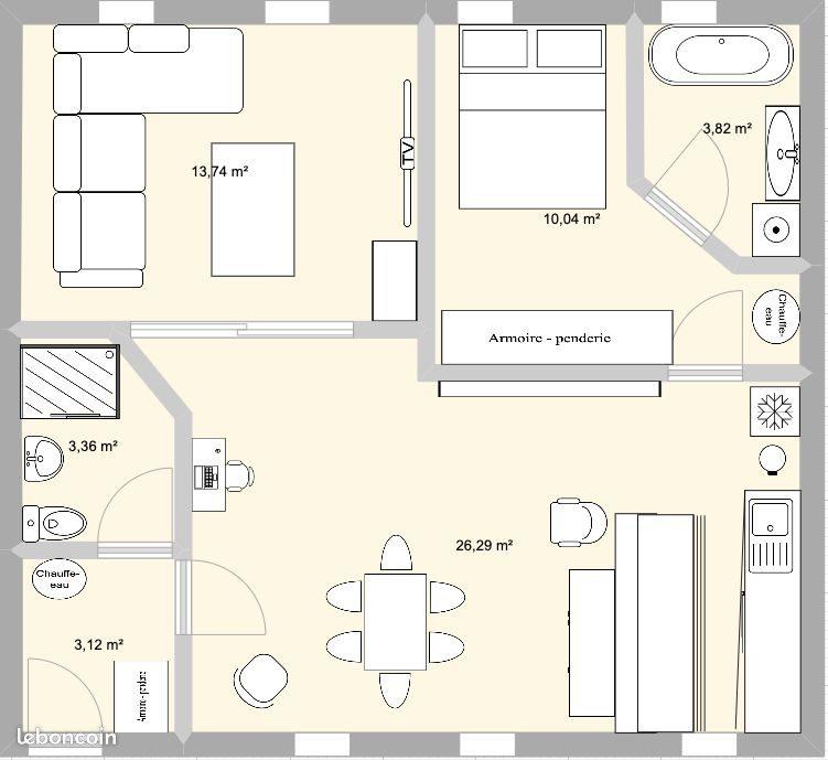 Appartement - 56 m² - 3 pièces