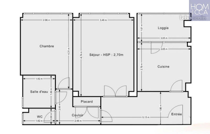 Appartement - 56 m² - 3 pièces
