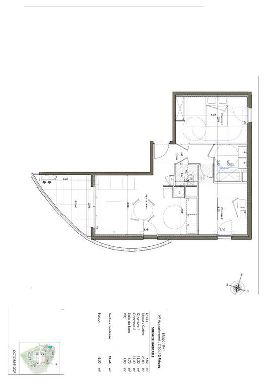 Appartement - 60 m² - 3 pièces