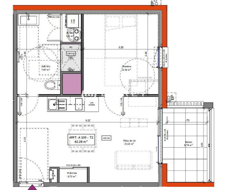 Appartement - 42 m² - 2 pièces