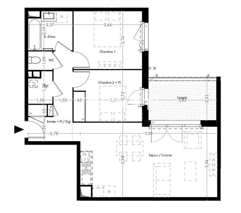 Appartement - 65 m² - 3 pièces