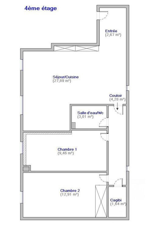 Appartement - 62 m² - 3 pièces