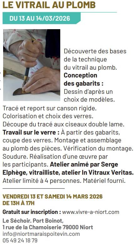 Atelier découverte "Le vitrail au plomb" à Niort