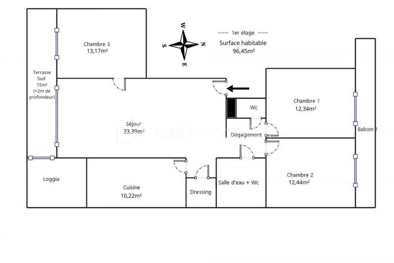 Appartement - 90 m² - 4 pièces