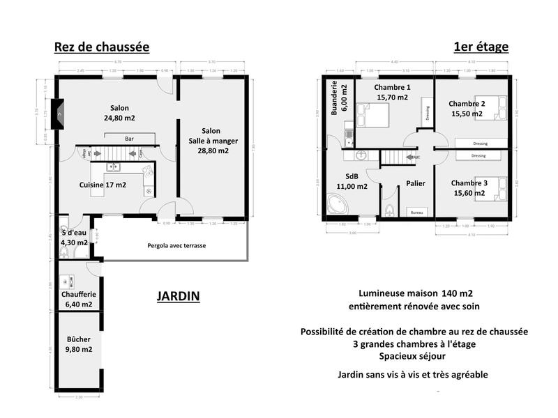 Maison - 140 m² - 5 pièces