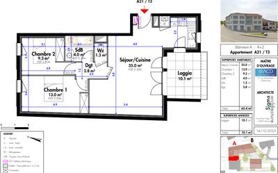Appartement - 65 m² - 3 pièces