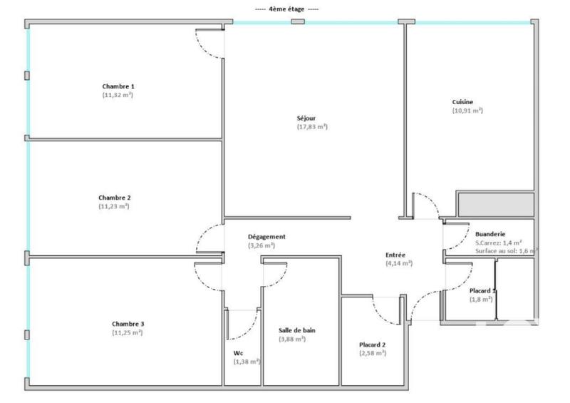 Appartement - 81 m² - 4 pièces