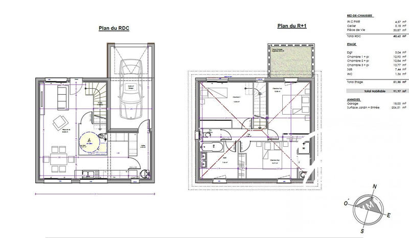 Maison - 92 m² - 4 pièces