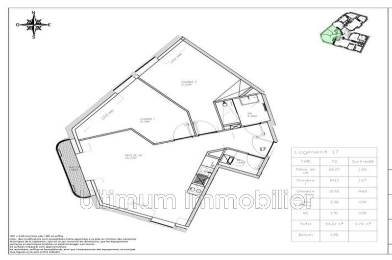 Appartement - 52 m² - 3 pièces