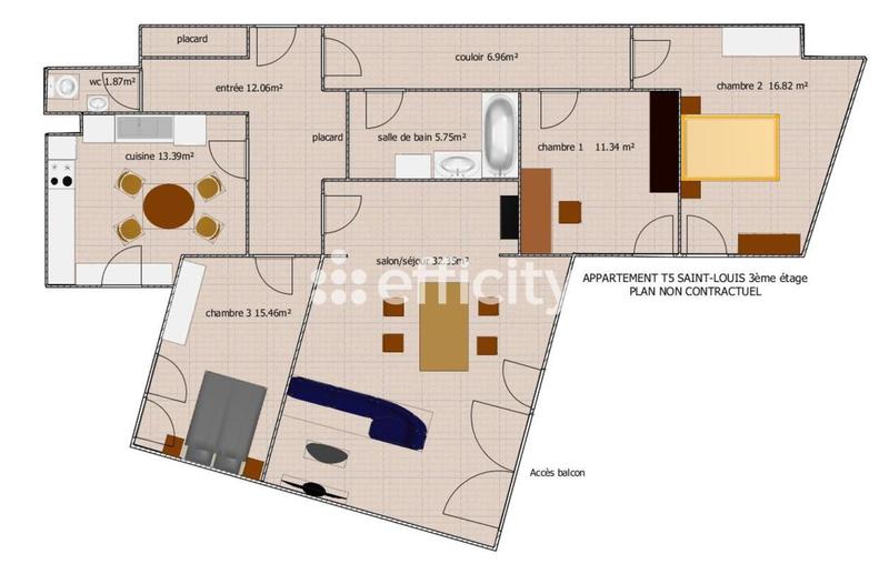Appartement - 116 m² - 5 pièces
