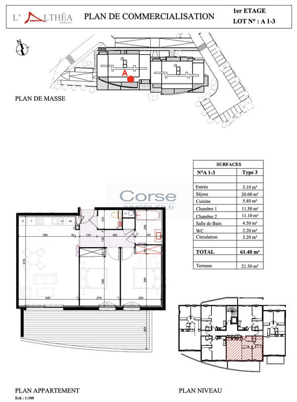 Appartement - 61 m² - 3 pièces