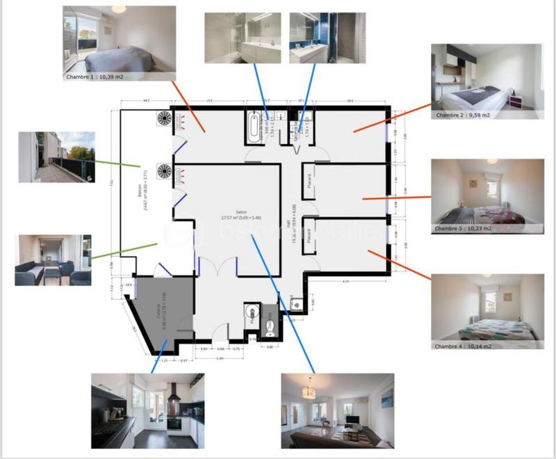 Appartement - 100 m² - 5 pièces