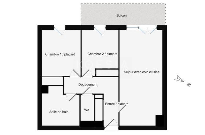 Appartement - 60 m² - 3 pièces