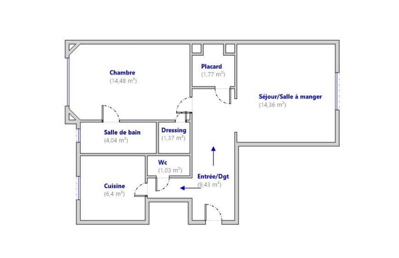 Appartement - 53 m² - 2 pièces