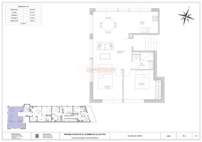 Appartement - 57 m² - 3 pièces