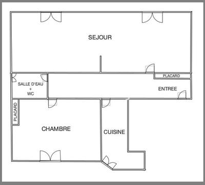 Appartement - 50 m² - 2 pièces