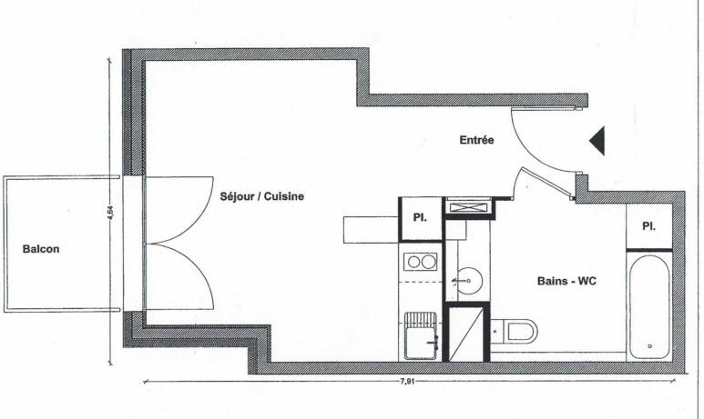 Studio - 28 m² - 1 pièce