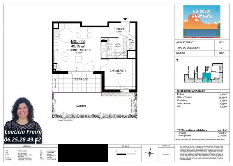 Appartement - 49 m² - 2 pièces