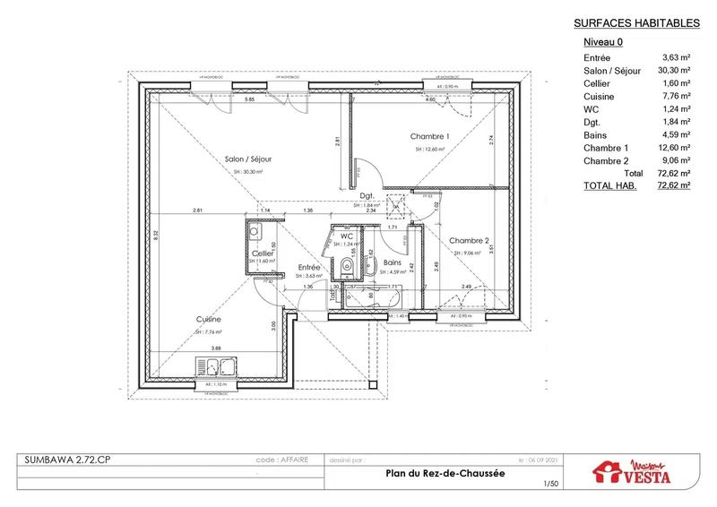 Maison - 87 m² - 5 pièces