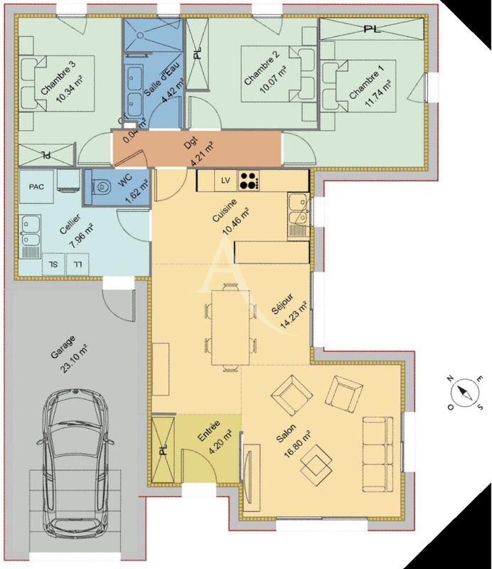 Maison - 96 m² - 4 pièces