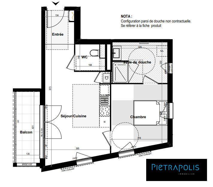 Appartement - 43 m² - 2 pièces