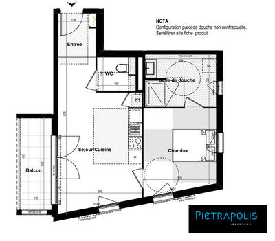 Appartement - 43 m² - 2 pièces