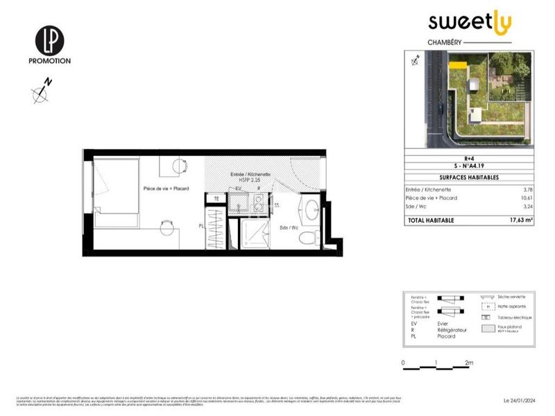 Studio - 17 m² - 1 pièce