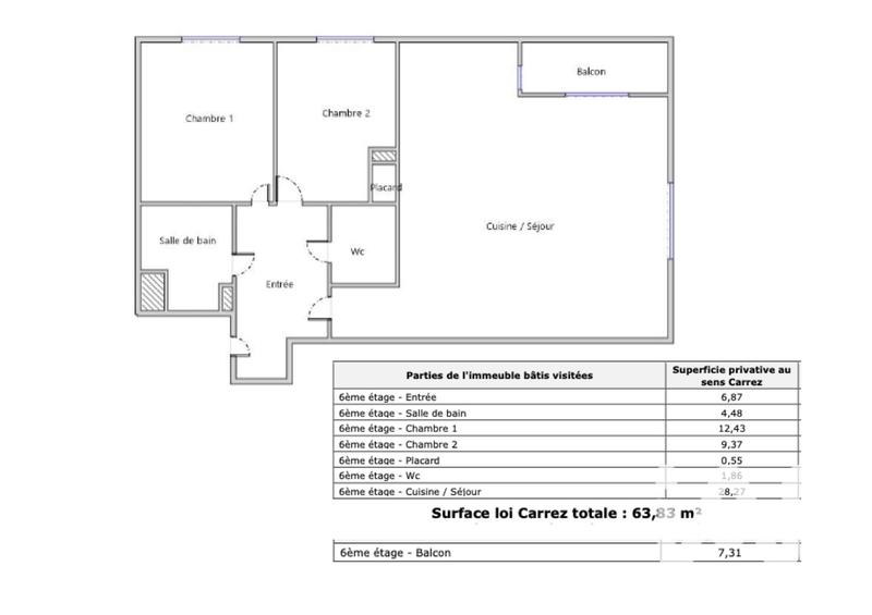 Appartement - 64 m² - 3 pièces