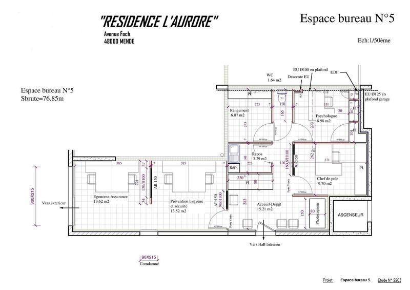 Bureau - 72 m² - 5 pièces