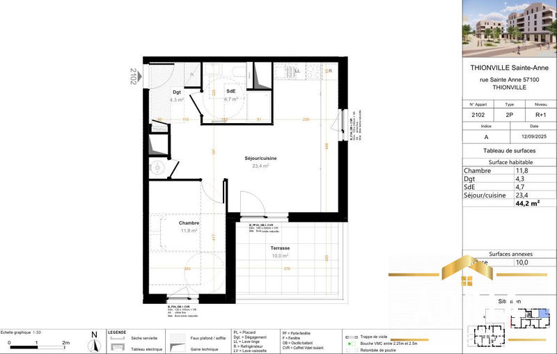 Appartement - 40 m² - 2 pièces