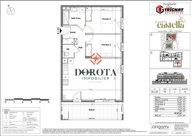 Appartement - 70 m² - 3 pièces